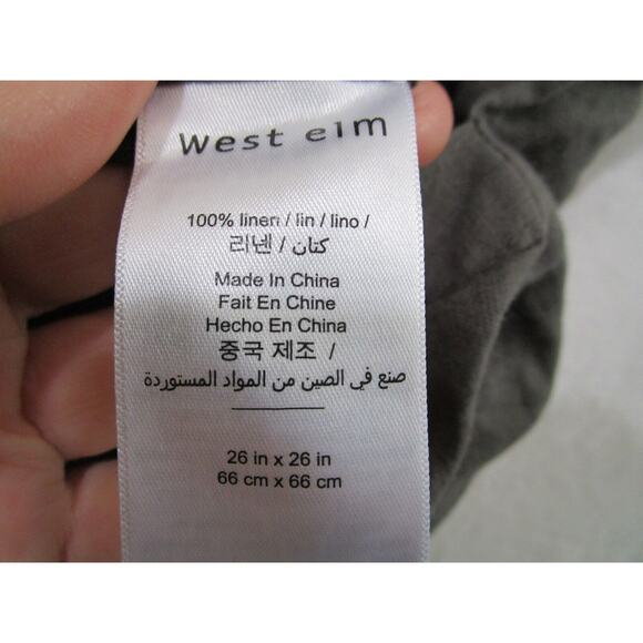 West Elm Gray 100% Linen Euro Pillow Sham - Picture 6 of 6